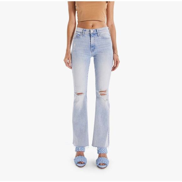 Mother The Weekender Action Shot Fray High Rise Flare Jeans Size 25 - Picture 1 of 6